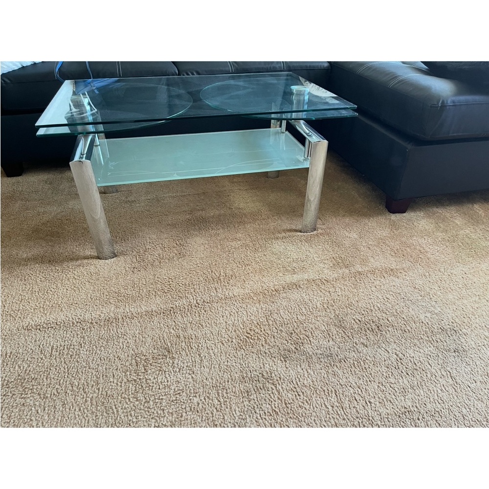 Glass Coffee Table with Silver Legs